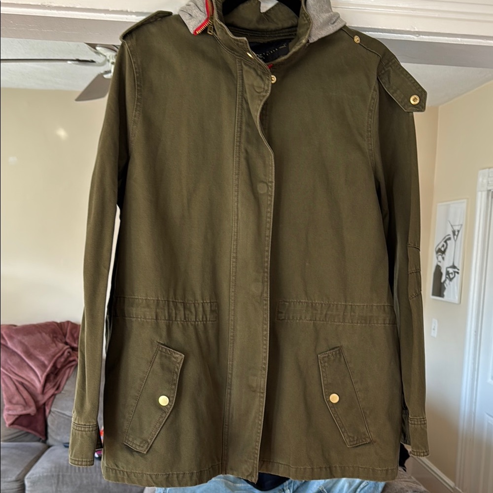 Forever 21 plus size Green Utility Jacket with Hood 1x